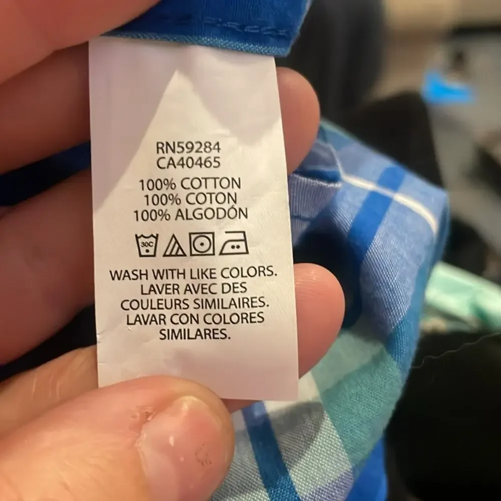 Children’s place cotton long sleeve blue plaid button up new with tag